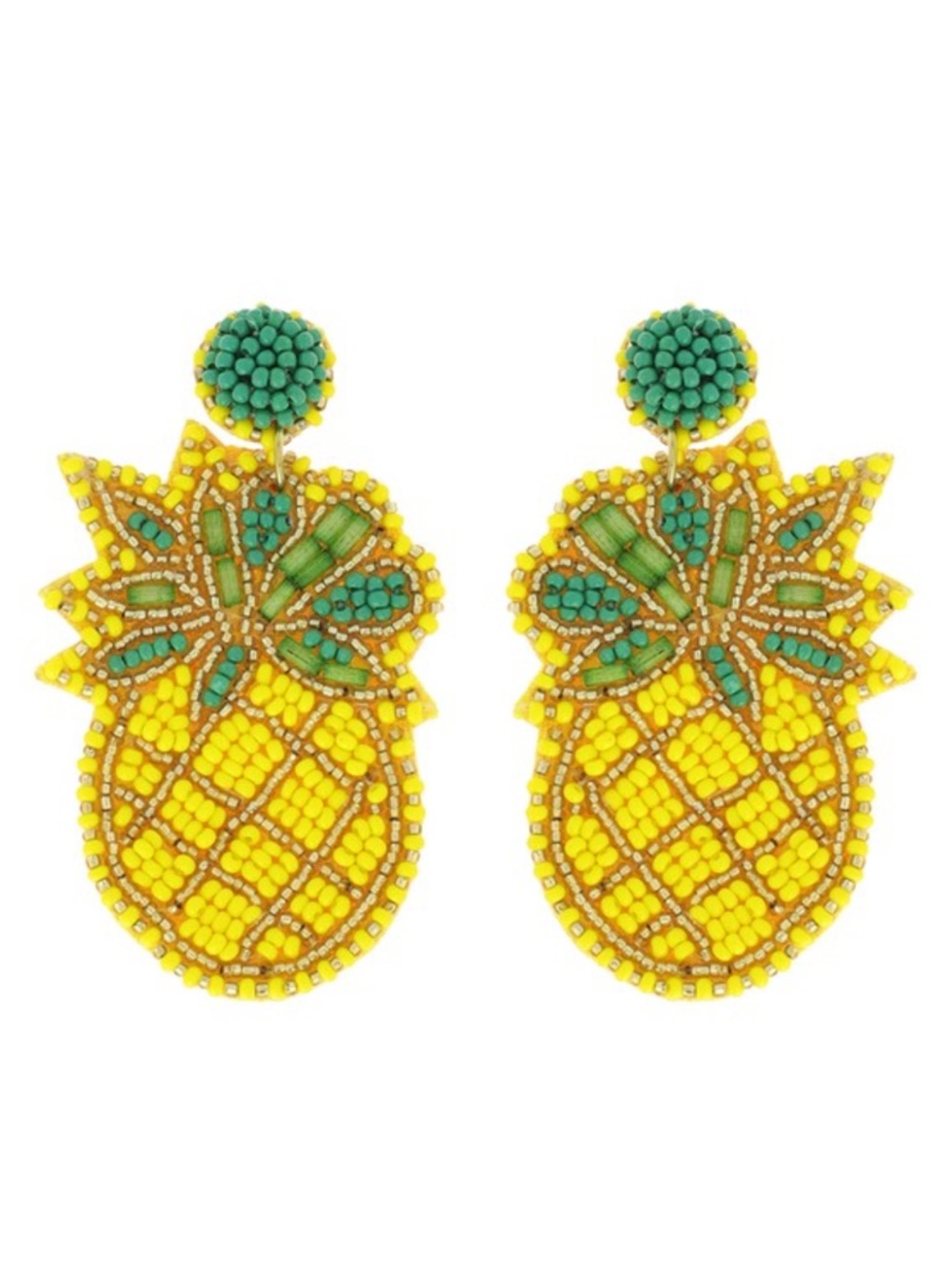 2024. Beaded fruit pineapple summer post earrings